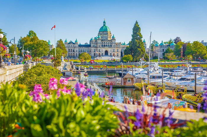 Victoria, British Columbia, Canada. Victoria Harbour and Parliament Buildings at sunny summer day
