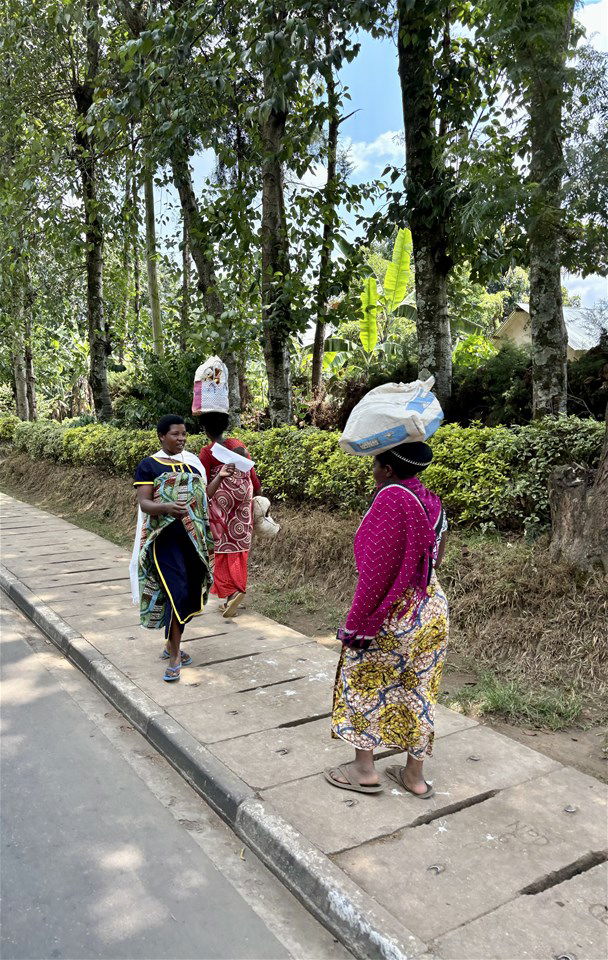 Women in brightly coloured clothes on the streets of Kigali, Rwanda