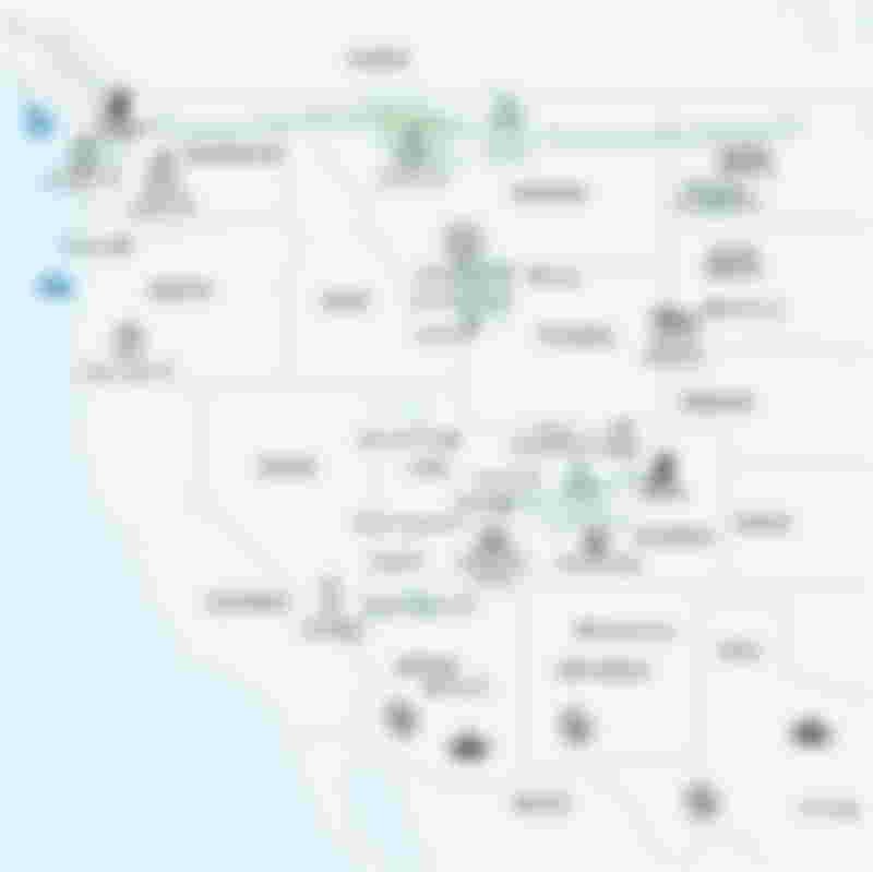 Western USA holiday highlights map