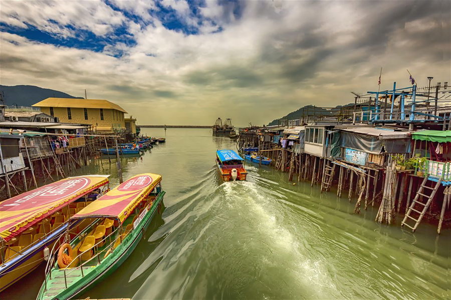 Boats in the harbour at Lantau Island, Hong Kong