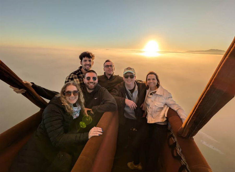 Sunrise on a hot air balloon over Queensland, Australia