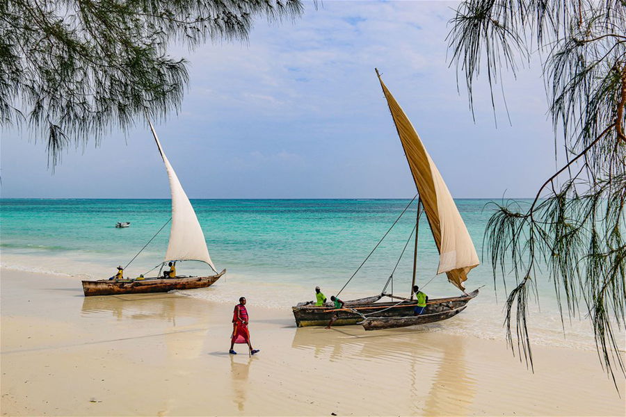 Stunning white sand beach of BlueBay Beach resort & Spa, Zanzibar, Tanzania