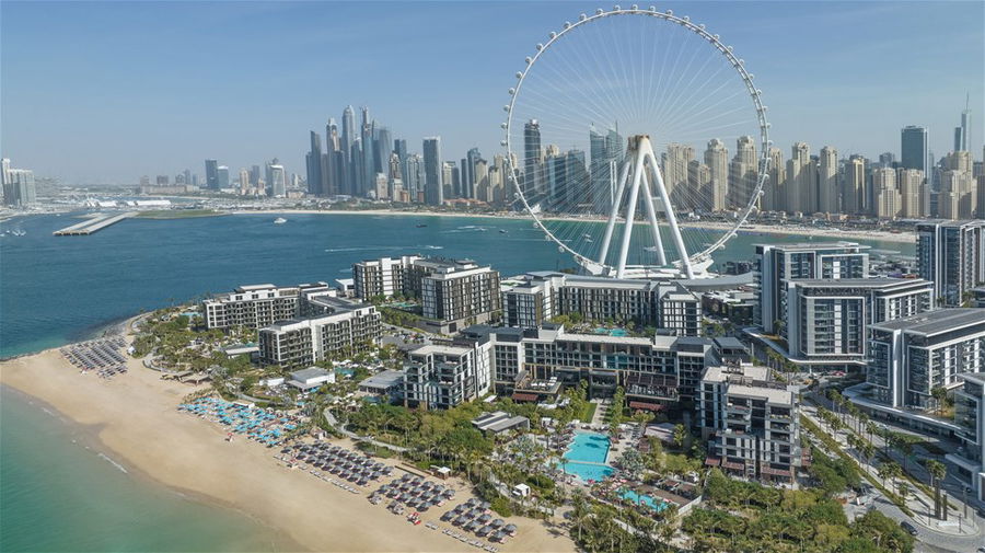 An aerial view of the Banyan Tree hotel in Dubai