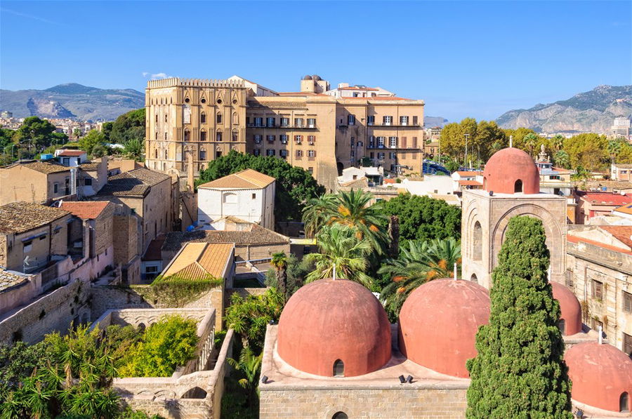 An aerial view of the city of Palermo in Sicily, Italy