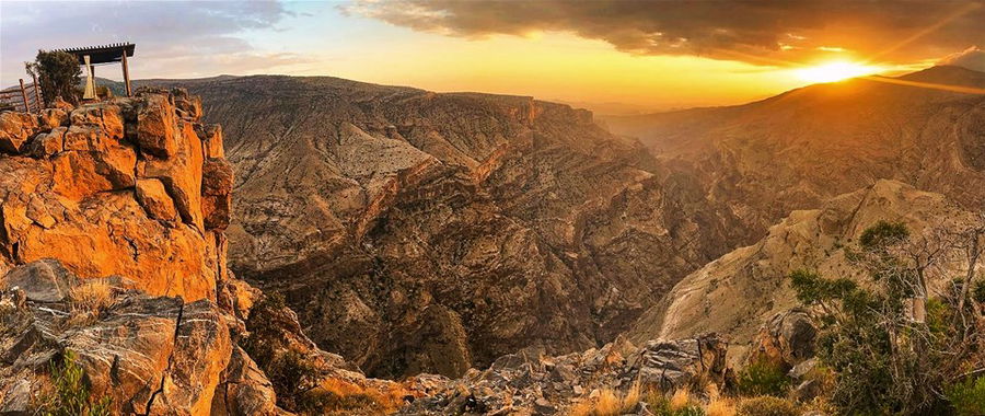 Sunset over the mountains in Oman