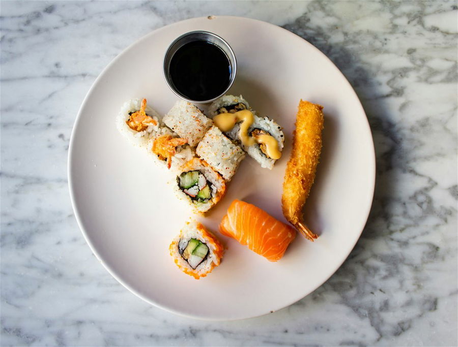 A plate of sushi in Japan