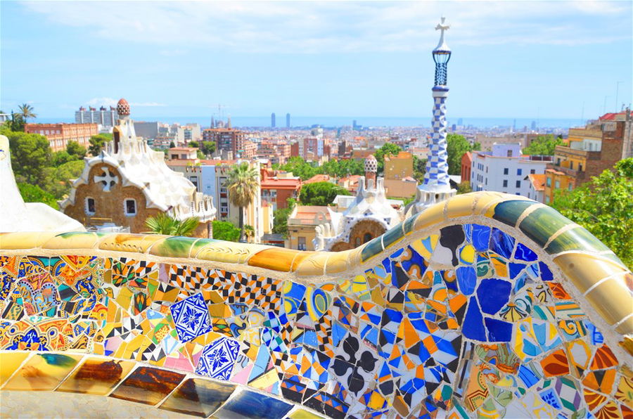 View of Barcelona from Park Guell, Spain