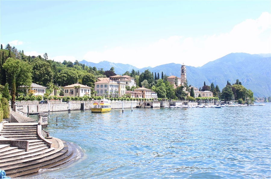 The houses along Lake Garda in Italy