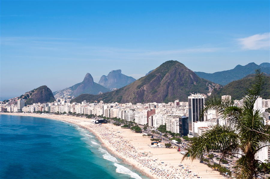 Aerial view of Copacabana Beach in Brazil