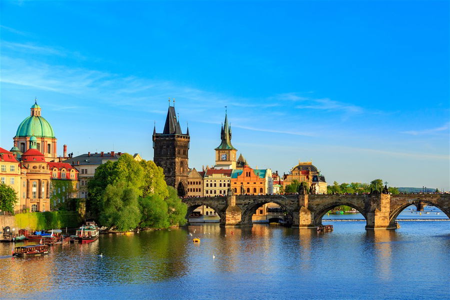 A bridge over the river in Prague in the Czech Republic