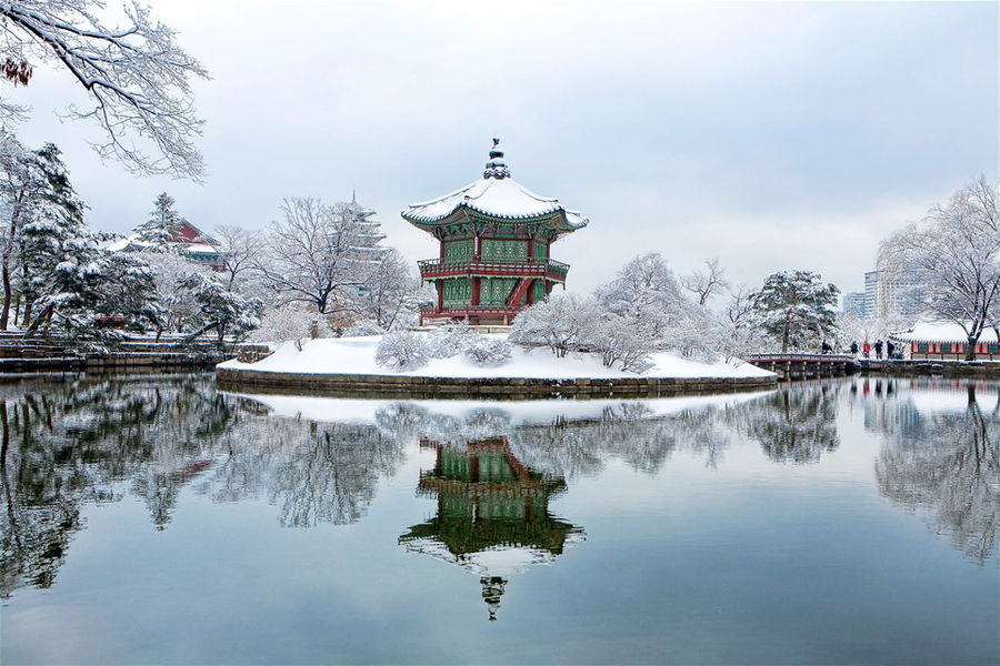 Gyeongbok Palace Gardens in winter, South Korea