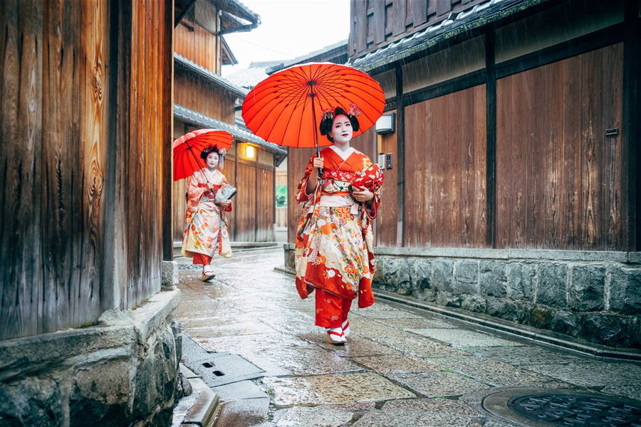 Maiko Women Walking in Kyoto Japan