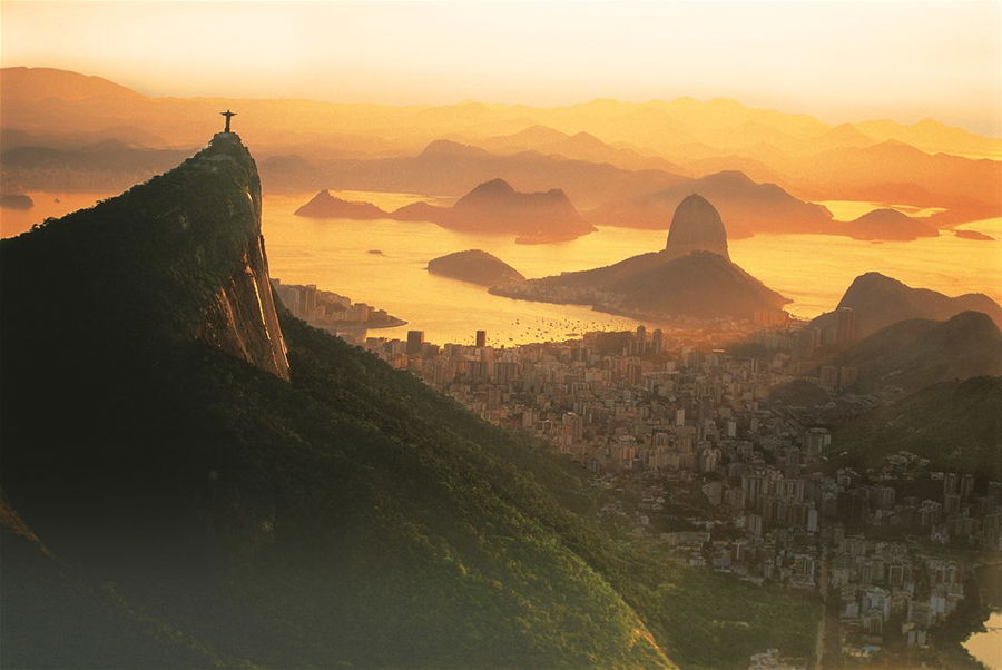 Aerial view of Rio de Janeiro at sunset