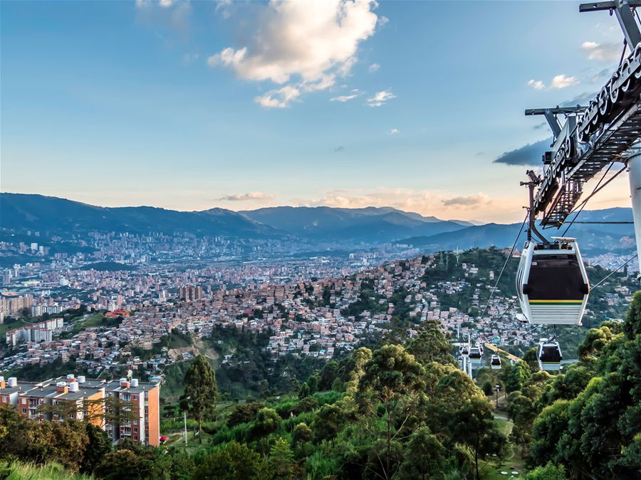 An aerial view of the city of Medellin in Colombia