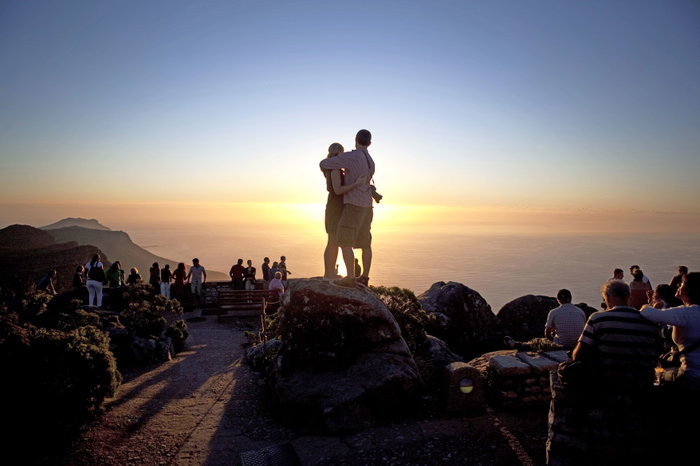 Romantic view from Table Mountain, Cape Town, South Africa