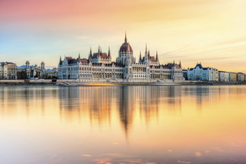 The gothic spires of the Budapest Parliament, Hungary cuts and impressive figure on a sunny day