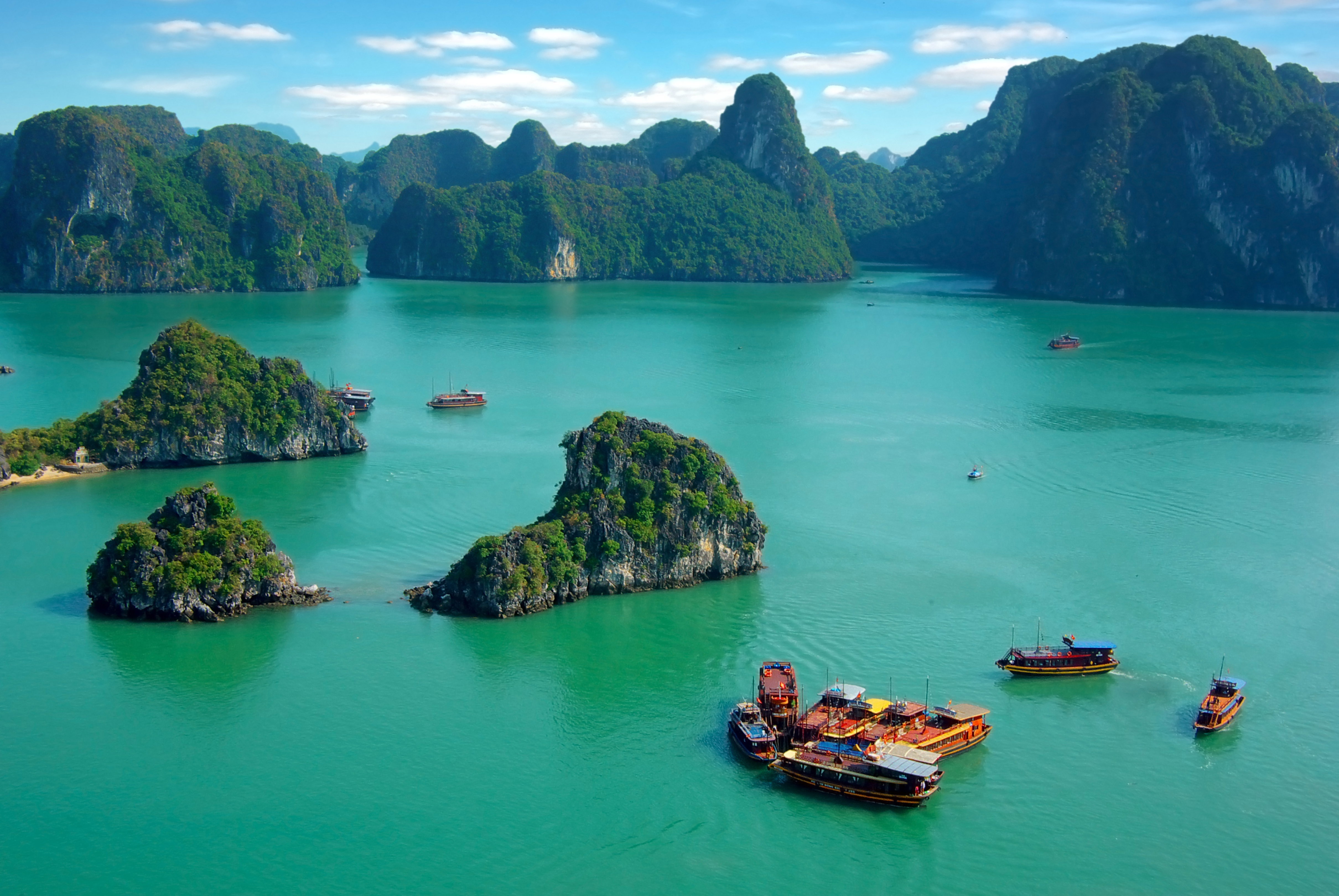 Boats in Halong Bay in Vietnam