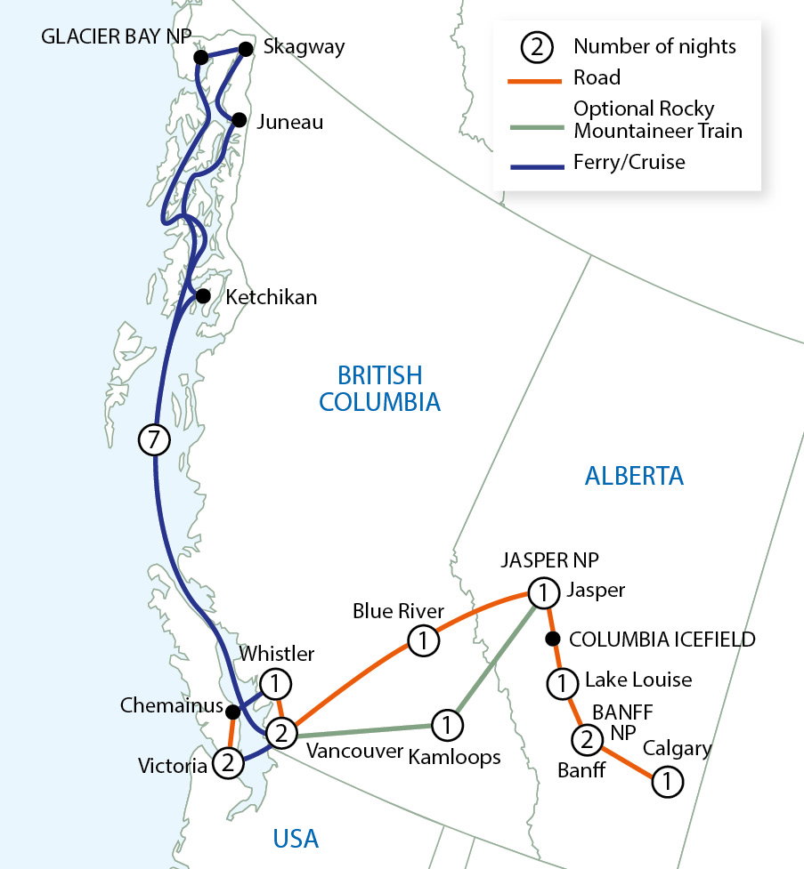 Passage Through The Rockies with Rocky Mountaineer & Optional Alaskan Cruise