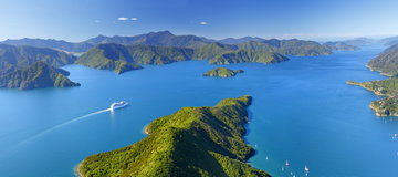 Aerial view of Marlborough Sounds, Marlborough, New Zealand