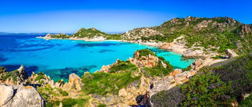 Beautiful turquoise sea and beach on Spargi Island in the Maddalena Archipelago, Sardinia, Italy