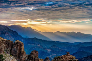 Hajar Mountains at sunset, Oman