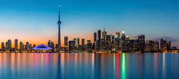 The city of Toronto in Canada lit up at night