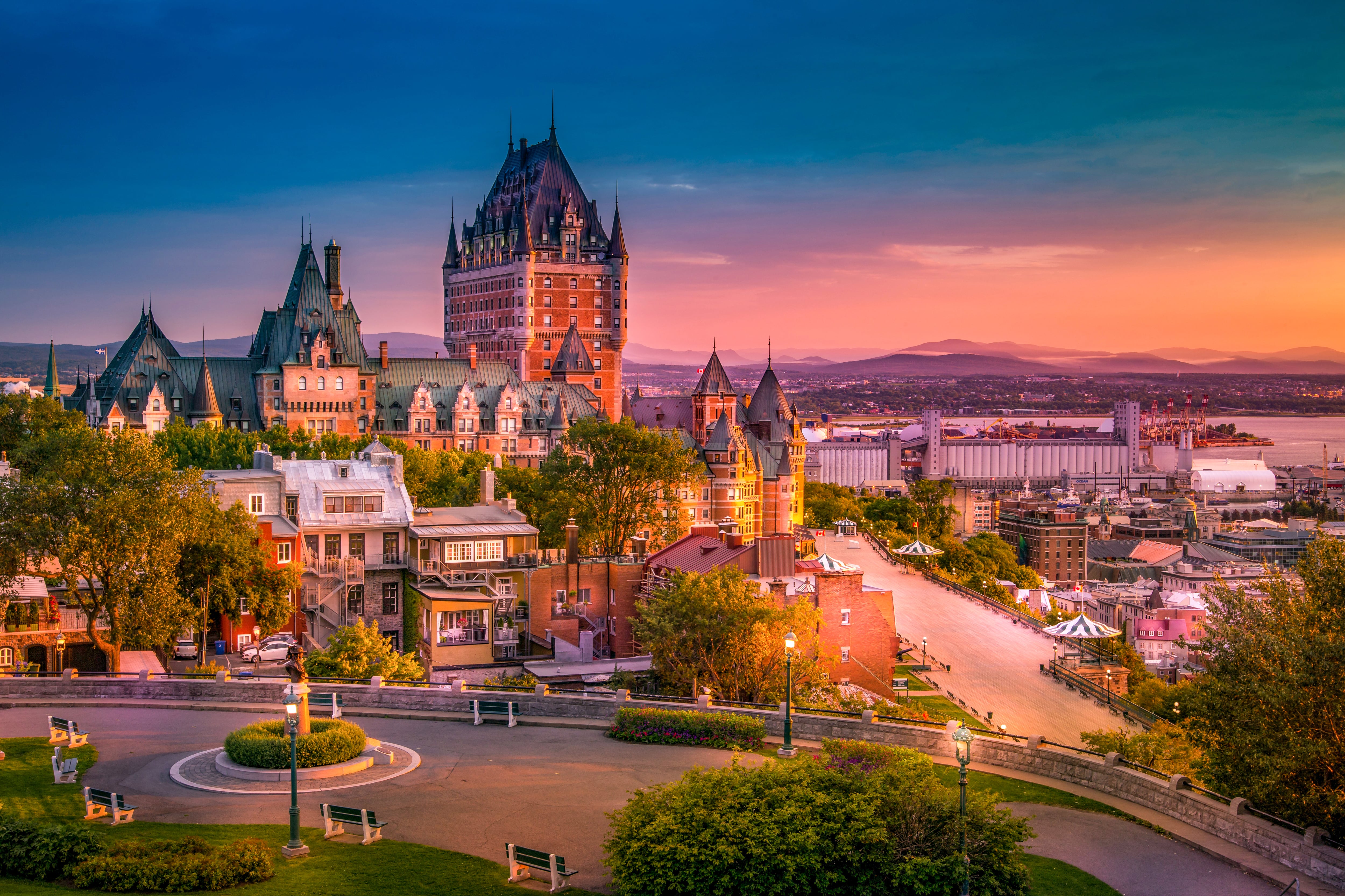 Quebec City in Canada at sunset