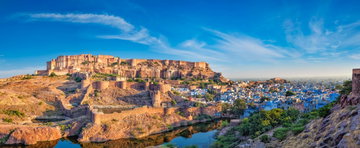 Magnificent view of the Mehrangarh Fort, Jodhpur, Rajasthan, India