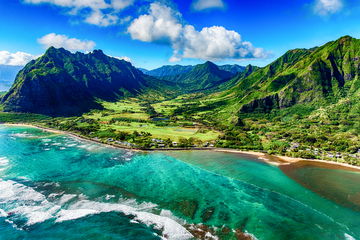 The beautiful and unique landscape of coastal Oahu, Hawaii and the Kualoa Ranch, Hawaii USA
