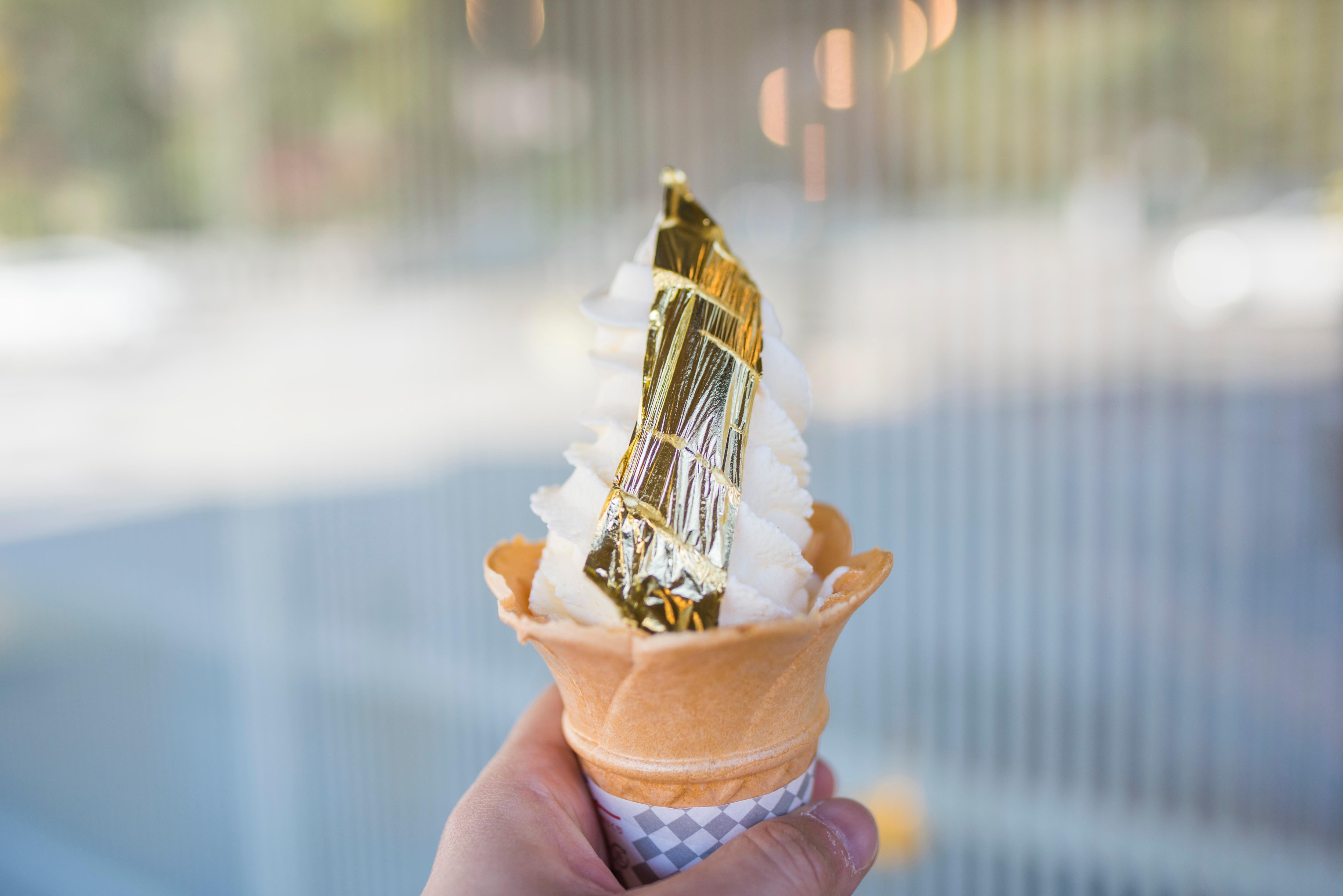 Gold leaf ice cream in Japan