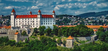 Bratislava Castle in Slovakia perched on a hill overlooking the old town