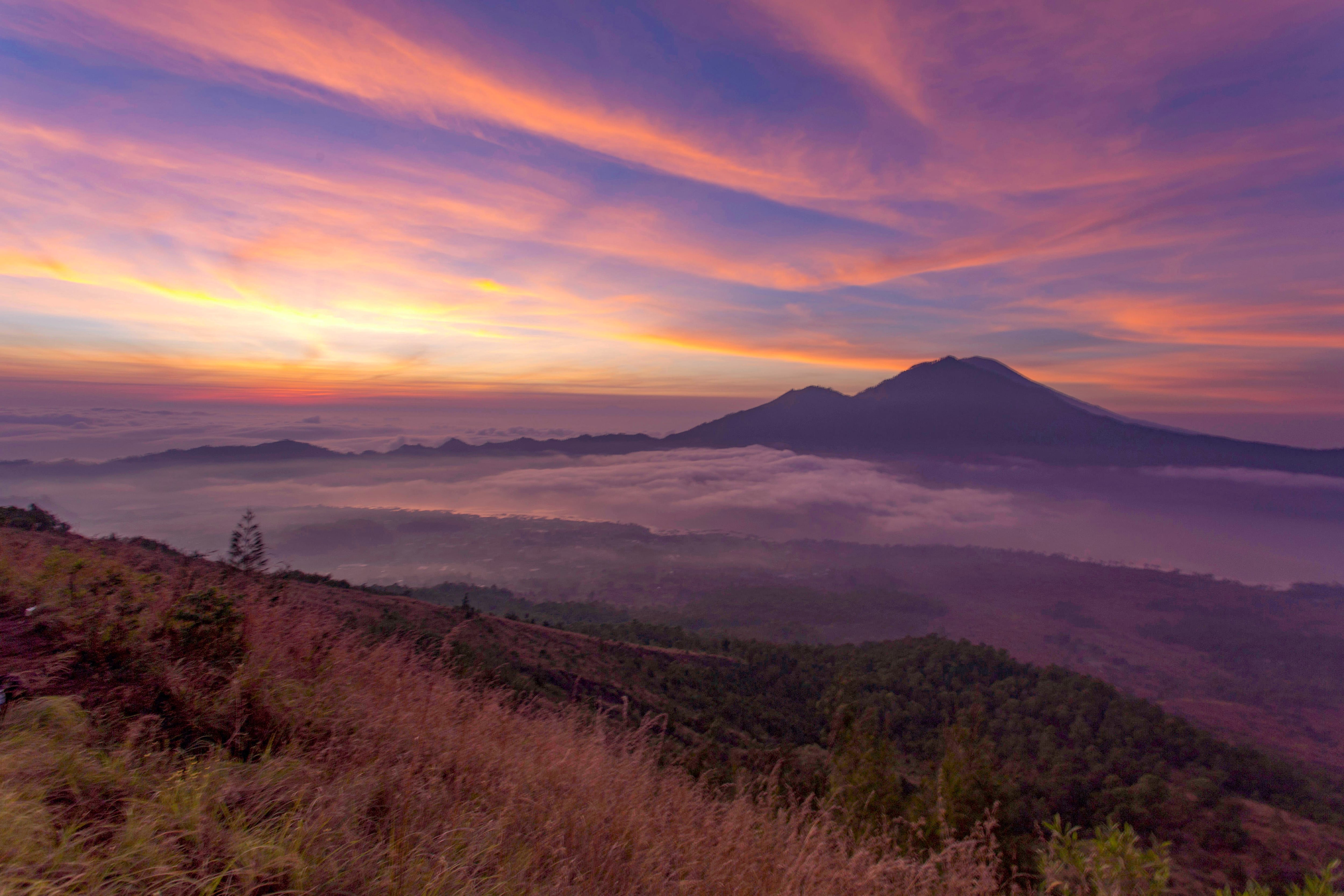 antastic view from the Mount Batur, BALI at sunrise in the morning