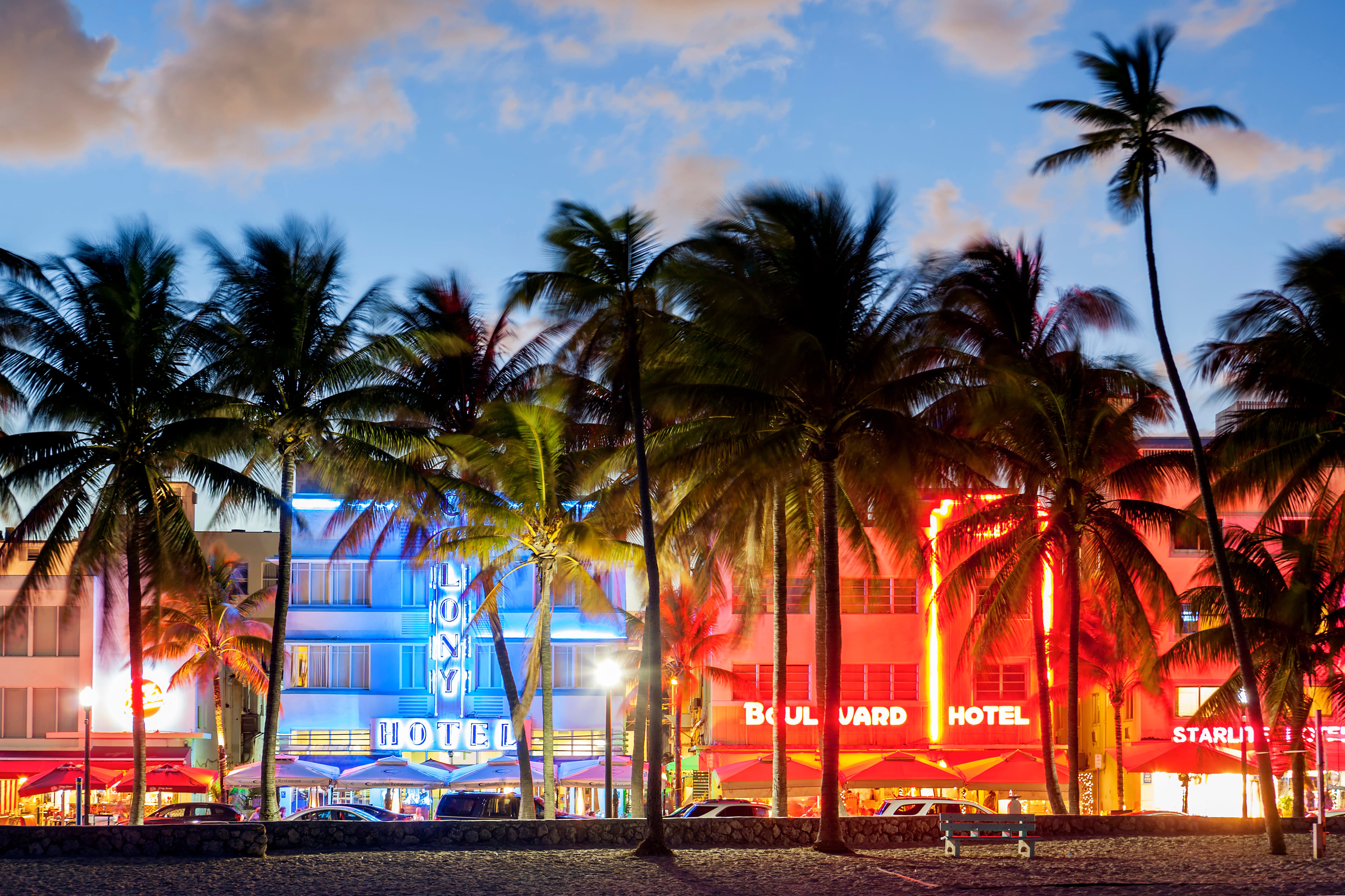 Ocean Drive at night, Miami, Florida