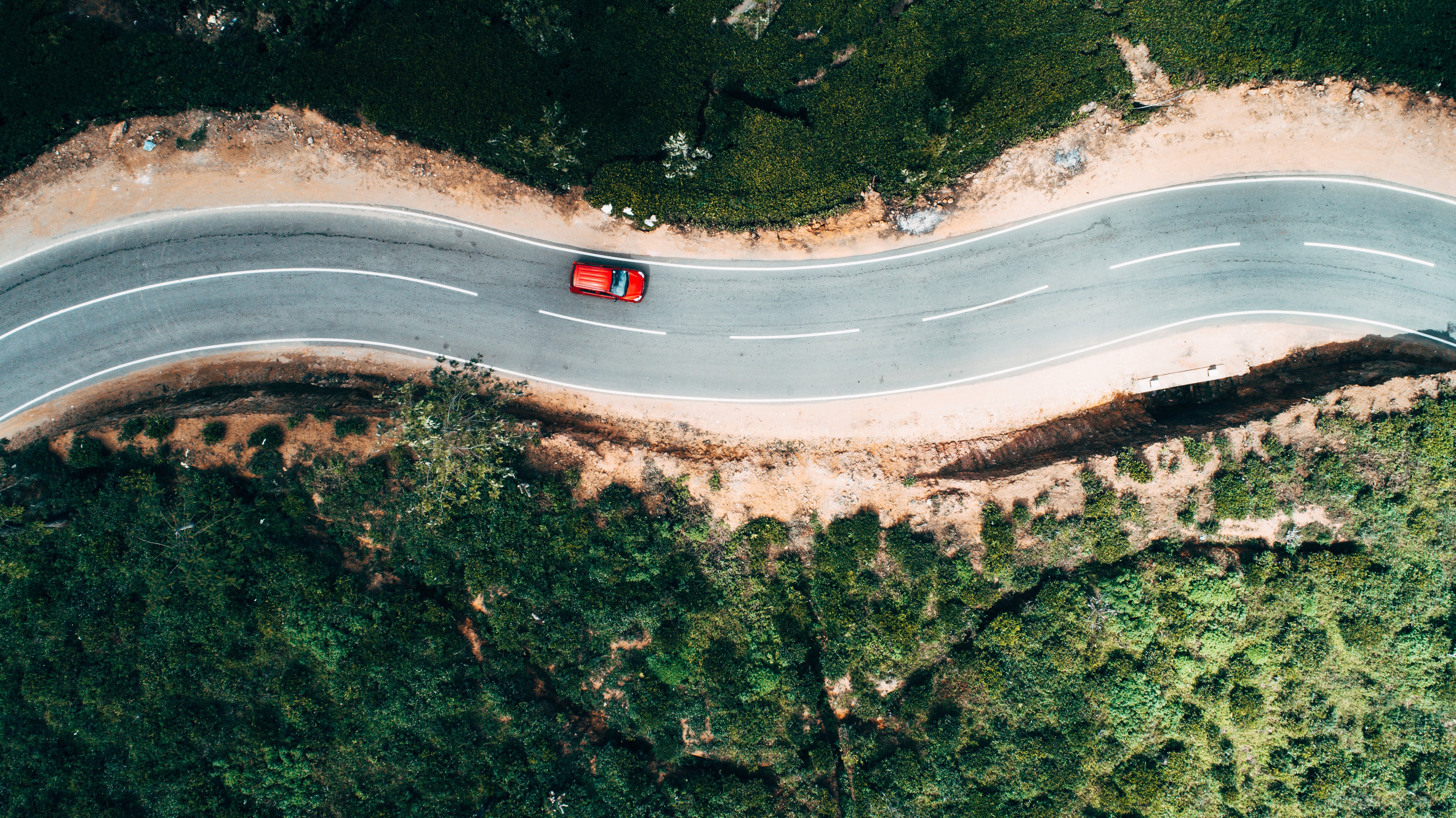 Aerial view of a car in Australia