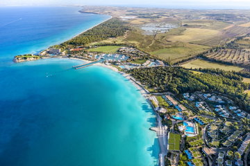 Aerial of Sani Resort on Kassandra peninsula Halkidiki, Greece