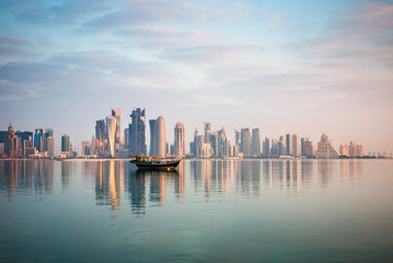 Fishing boats in the waters of the Gulf, Qatar