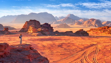 Looking out over Wadi Rum Desert, Jordan