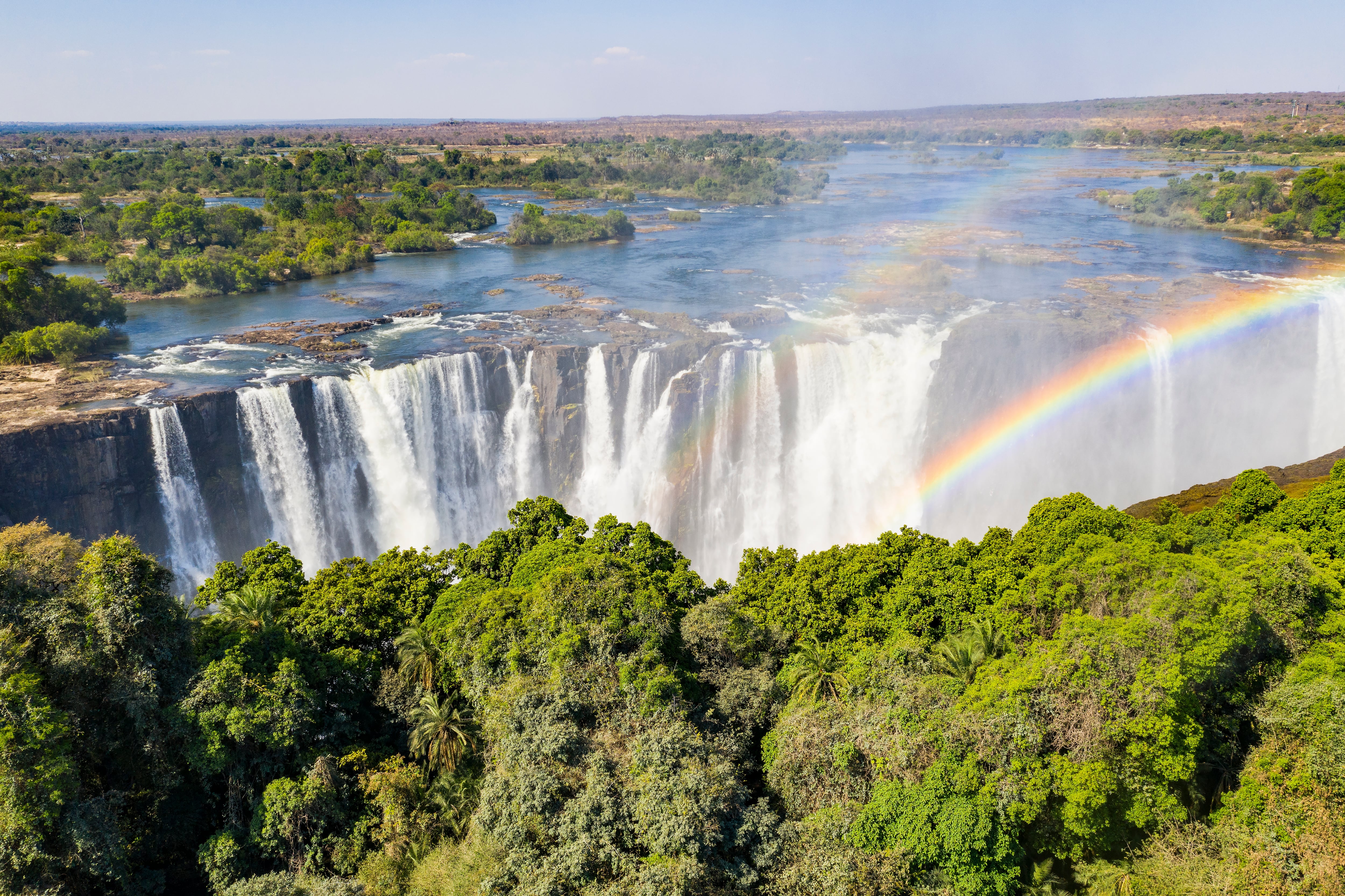 Aerial view of famous Victoria Falls, Zimbabwe and Zambia