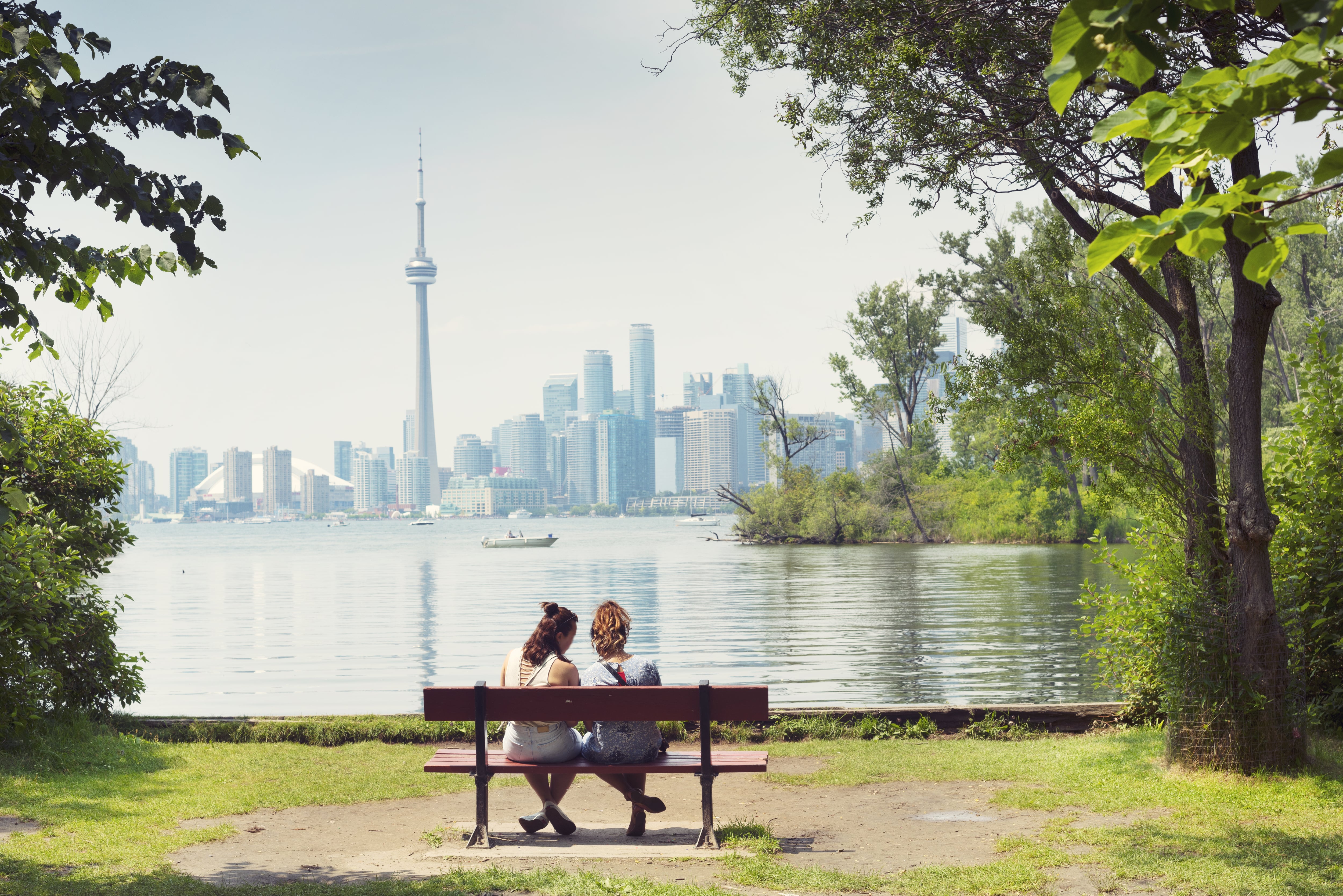 A couple on a bench in Toronto, Canada