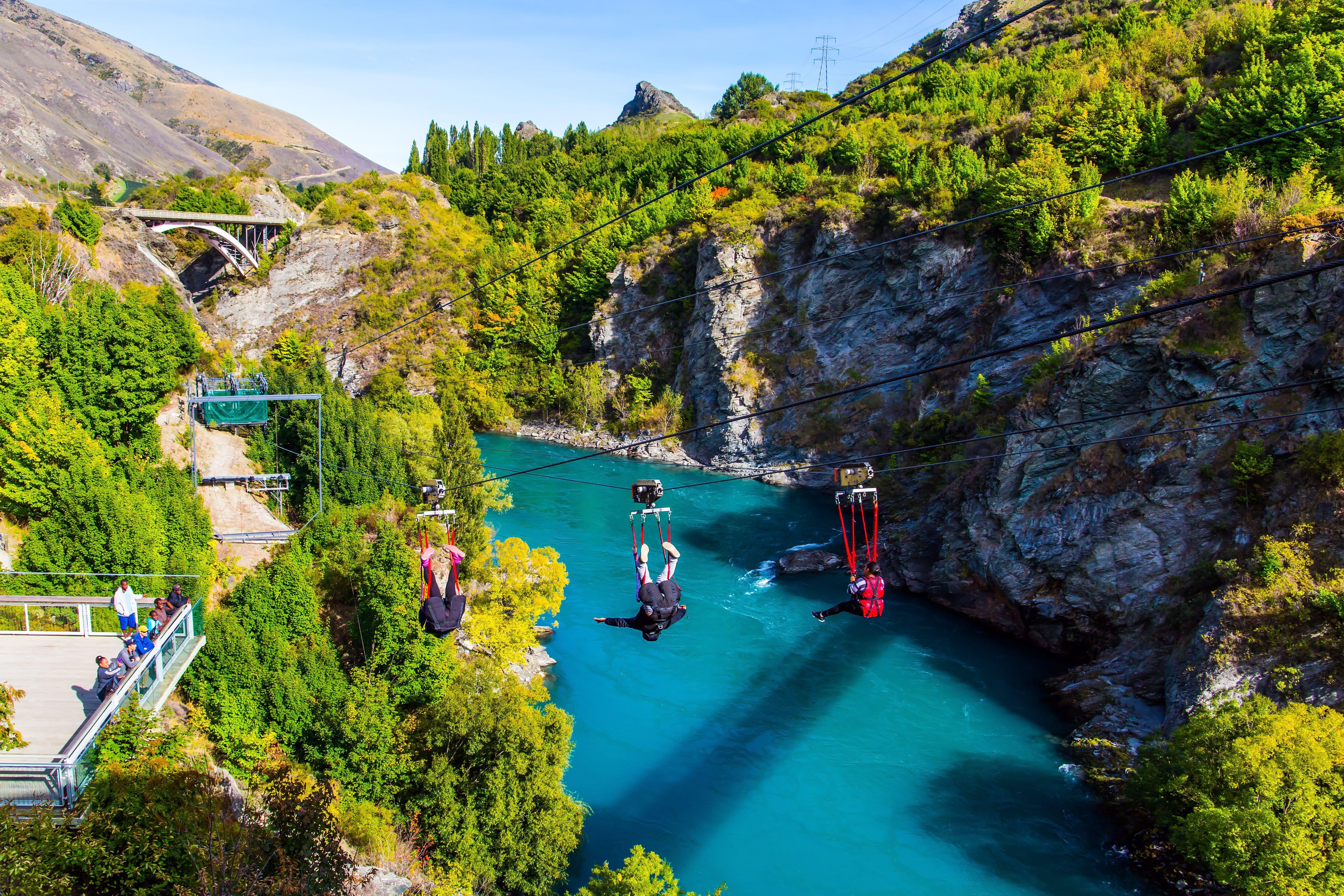 Extreme sport - canopy, Queenstown, New Zealand