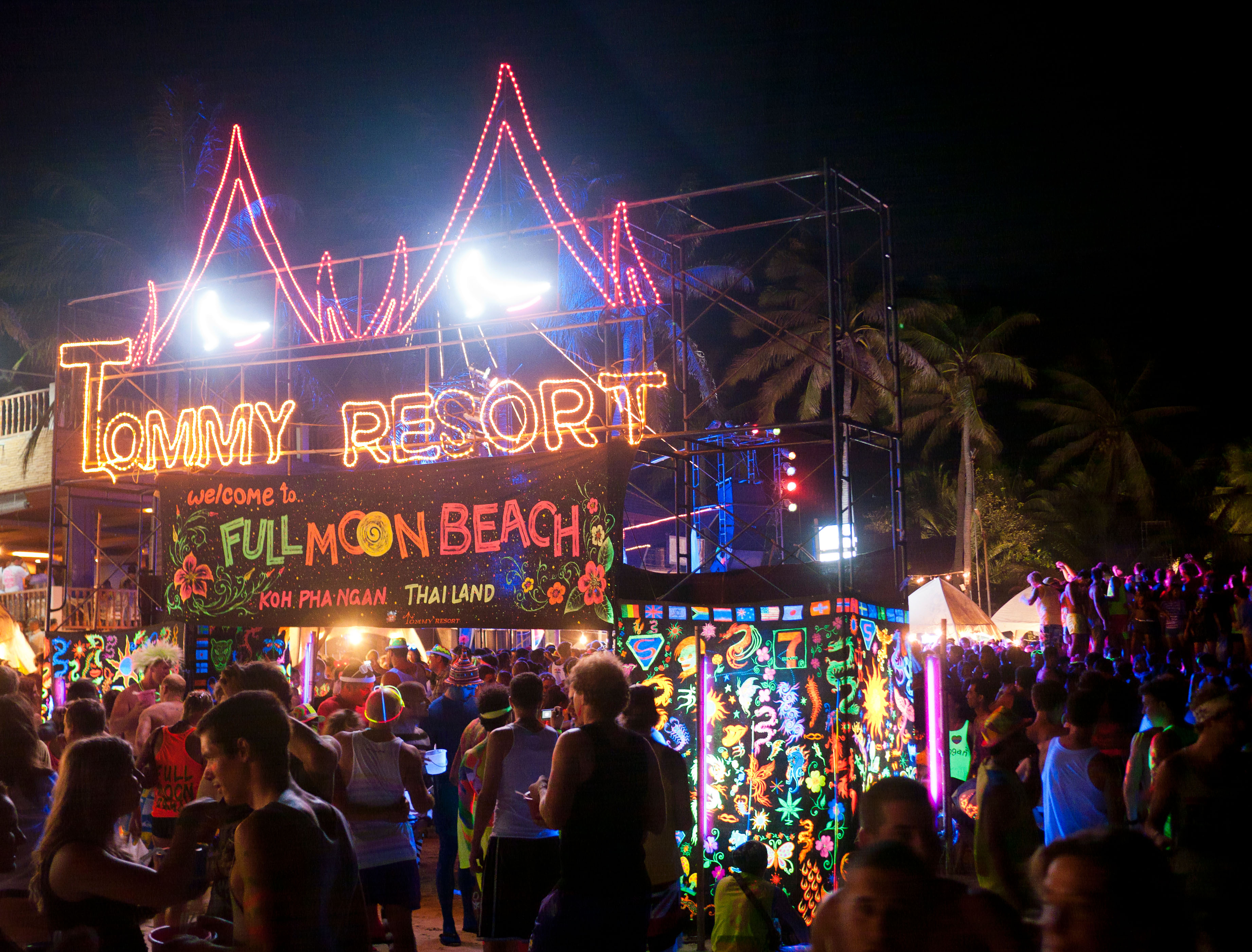 Tommy Resort Full Moon Party on Haad Rin Koh Phangan, Thailand