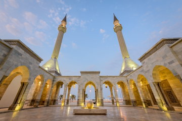 Architectural view of Rashid Al Zayani Mosque in Galali, Manama, Bahrain