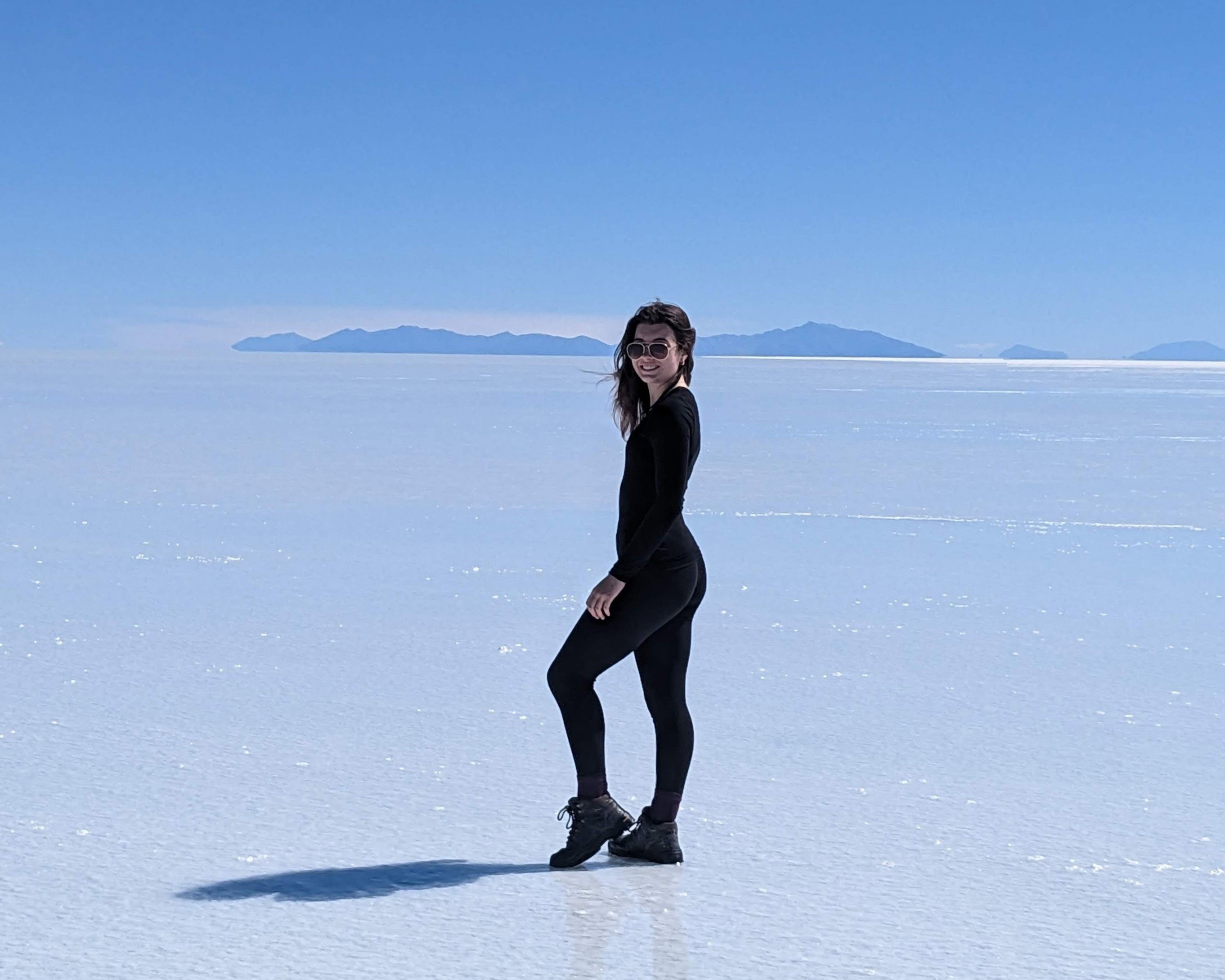 Tilly on the salt flats in Bolivia
