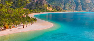 Panoramic view of Oludeniz Beach And Blue Lagoon, Fethiye, Turkey