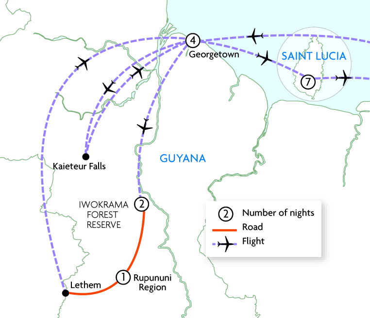 Highlights of Guyana & Saint Lucia Beach