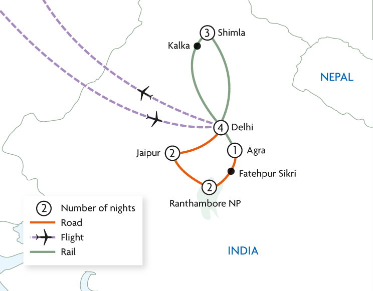 India's Golden Triangle, Tigers & Shimla