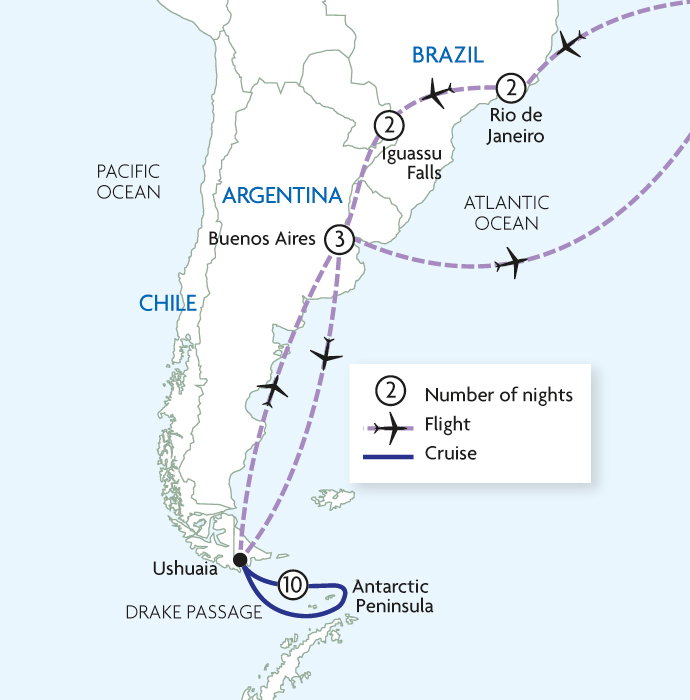 Antarctic Peninsula with Iguassu Falls