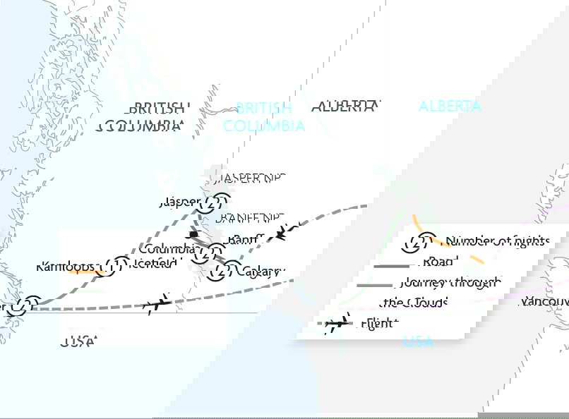 Rocky Mountaineer Journey through the Clouds Discovery Banff Westbound