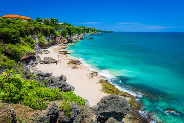 Scenic landscape of high cliff on Tropical beach