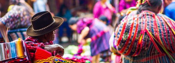 View on old maya man on market in Chichicastenango, Guatemala